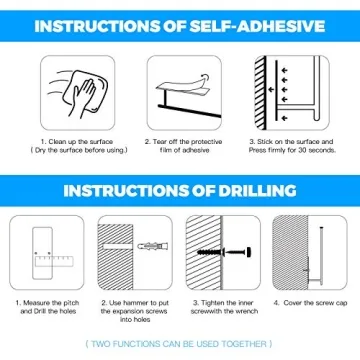 Paper Towel Holder - Self Adhesive or Drilling, Under Cabinet Rack, SUS304 Stainless Steel Wall Mount Towel Holder for Kitchen, Pantry, Sink, Bathroom