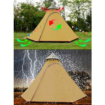 12'x10'x8'Dome Camping Tent 5-6 Person 4 Season Double Layers Waterproof Windproof Tents Family Outdoor Camping Tent(Yellow)