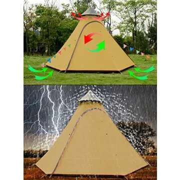 12'x10'x8'Dome Camping Tent 5-6 Person 4 Season Double Layers Waterproof Windproof Tents Family Outdoor Camping Tent(Yellow)