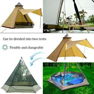 12'x10'x8'Dome Camping Tent 5-6 Person 4 Season Double Layers Waterproof Windproof Tents Family Outdoor Camping Tent(Yellow)