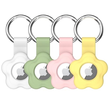 Alsukeay 4 Pack Holder Case for AirTag Tracker with Keychain Flower Silicone Cover - Vibrant Colors ...