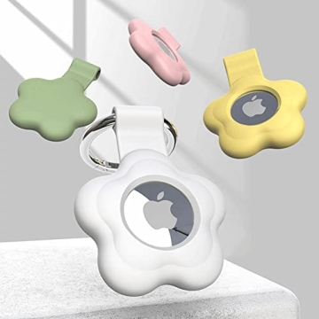 Alsukeay Colorful Flower AirTag Holder Case 4 Pack