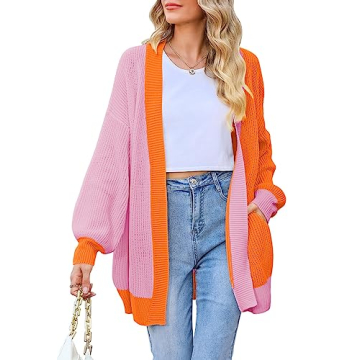 Colorblock Oversized Cardigan for Women - Stylish Comfort