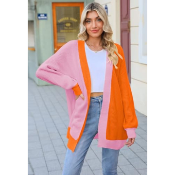 Colorblock Oversized Cardigan for Women - Stylish Comfort