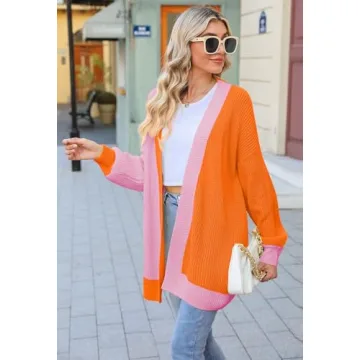 Colorblock Oversized Cardigan for Women - Stylish Comfort