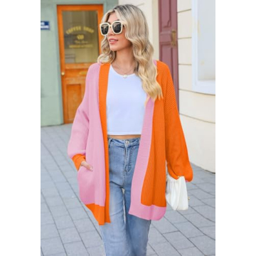 Colorblock Oversized Cardigan for Women - Stylish Comfort