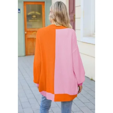 Colorblock Oversized Cardigan for Women - Stylish Comfort