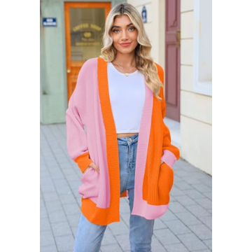 Colorblock Oversized Cardigan for Women - Stylish Comfort