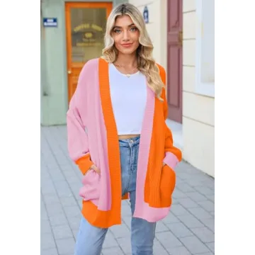 Colorblock Oversized Cardigan for Women - Stylish Comfort