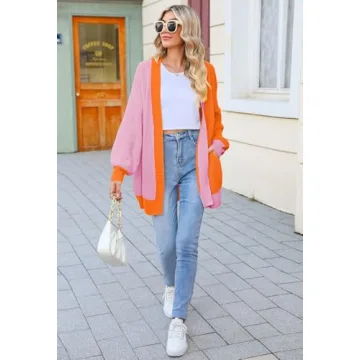 Colorblock Oversized Cardigan for Women - Stylish Comfort