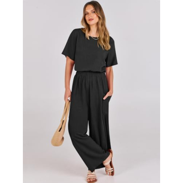Stylish ANRABESS Women Linen Jumpsuit for Summer