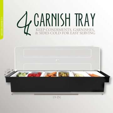 Ice Cooled Condiment Serving Container Chilled Garnish Tray Bar Caddy for Home Work or Restaurant