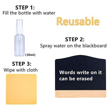 10 Pcs Reusable Mini Chalkboard Signs with Easel Stand for Food Labels, Double-Sided Use Message Boa...