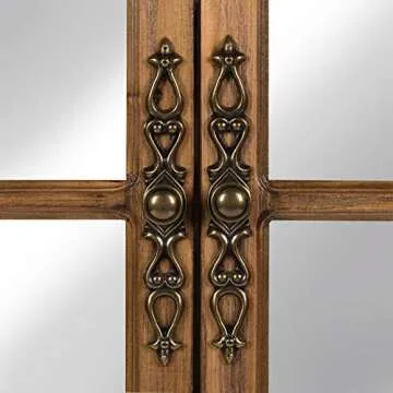 Kate and Laurel Boldmere Large Traditional Wood Windowpane Arch Mirror, 28x44, Rustic Brown and White