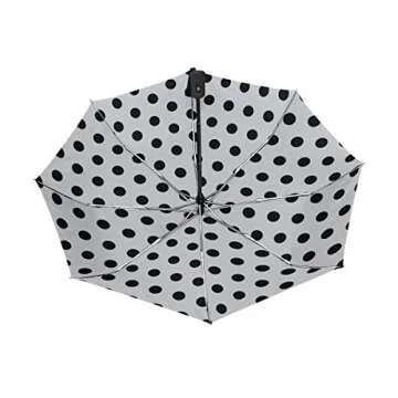 Black And White Polka Dot Umbrella Auto Open Close Folding Windproof Compact Travel Umbrella