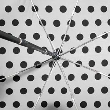 Black And White Polka Dot Umbrella Auto Open Close Folding Windproof Compact Travel Umbrella