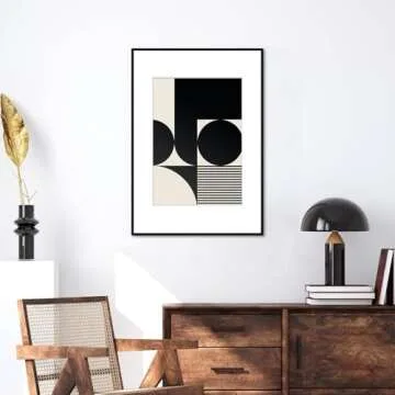 Homso A1 Poster Pciture Frame, Display Pictures A2 with Mat or 23.4x33.1 Without Mat, Thin Border Metal Frames with Plexiglass for Horizontal and Vertical, Black