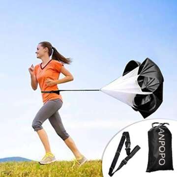 ANPOPO Bfsmile Running Speed Training 56" Parachute with Adjustable Strap, Free Carry Bag. Speed Chu...