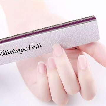10Pcs Nail File 80/100 Grit Professional Nail Files and Buffers for Natural Nails, Double Sides Washable Block Disposable Nail Files for Nail Art DIY or Nail Manicure Salon