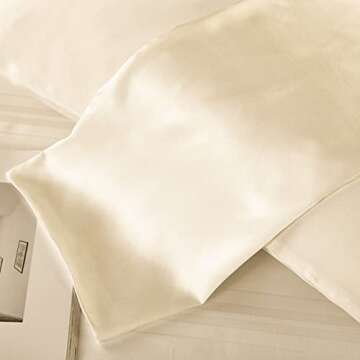 Juwenin Bedding,Luxury Satin Pillowcase with Zipper (Silky Satin Pillow Case for Hair) Set of 2 (Beige, Queen(20''x29''))