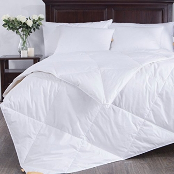 puredown® Lightweight Goose Feather Down Comforter Queen Size, White Duvet Insert Full for Warm Wea...