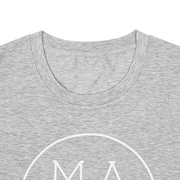 EGELEXY Mother's Day Women's Mama Letter Printed Short Sleeve Graphic Tops Tee Casual T-Shirt Blouse Size XL (Gray)