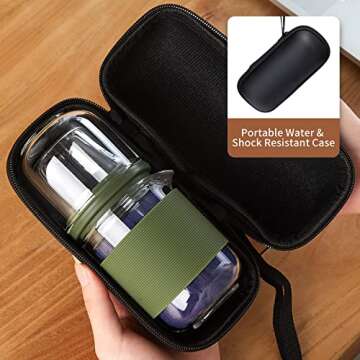 DOPUDO Travel Tea Set, Chinese Portable Tea Set with 1 Infuser, 2 Cups and 1 Master Mug, All in One Water Resistant Case for Travel, Business Trip, Hotel