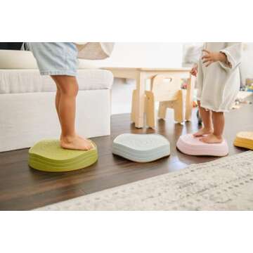Marlowe & Co 6 Balance Stepping Stones for Children, 6 Piece Non-Slip Sensory Play Equipment for 2 3 4 5 6 7 8 Year Old