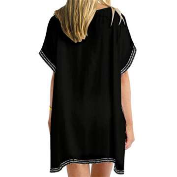 Yincro Women's Chiffon Swimsuit Beach Bathing Suit Cover Ups for Swimwear (Black and White, Size XS)