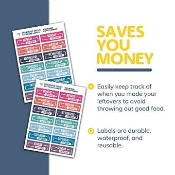 Reusable Food Labels for Food Containers -56 Static Cling Food Label Stickers for Refridgerator/Freezer Organization Fridge Storage Kitchen Accessories Gadgets for Meal Prep Containers (Colorful)