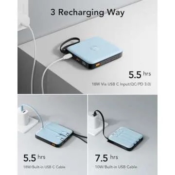 VRURC Portable Charger with Built-in 4 Cables for Fast Charging