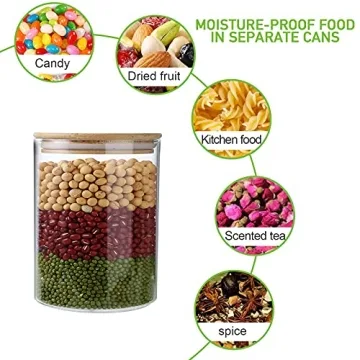 Aoeoe Airtight Glass Storage Jars - Set of 4 27 oz Containers