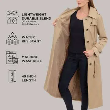London Fog Women's Stylish Water-Resistant Trench Coat