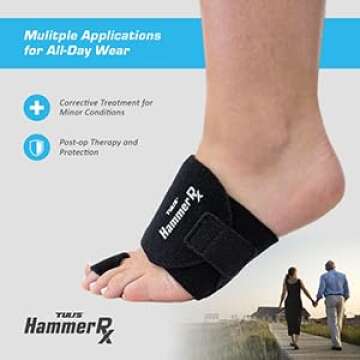 Tuli's HammerRx, Adjustable Hammer Toe Straightener and Corrector for Proper Toe Alignment and Pain ...