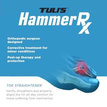 Tuli's HammerRx, Adjustable Hammer Toe Straightener and Corrector for Proper Toe Alignment and Pain Relief, One Size Fits All