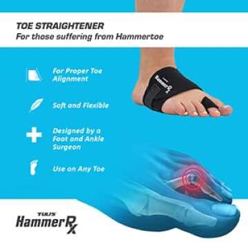 Tuli's HammerRx, Adjustable Hammer Toe Straightener and Corrector for Proper Toe Alignment and Pain Relief, One Size Fits All