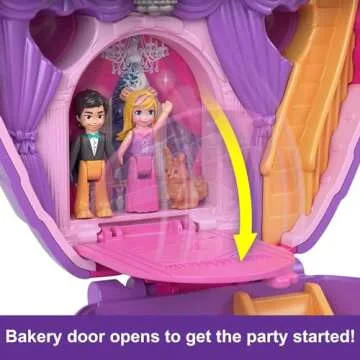 Polly Pocket Compact Playset, Something Sweet Cupcake with 2 Micro Dolls & Accessories, Travel Toys with Surprises