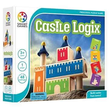 SmartGames Castle Logix Wooden Cognitive Skill-Building Puzzle Game featuring 48 Playful Challenges for Ages 3+