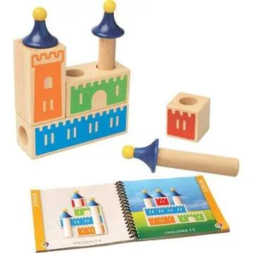 SmartGames Castle Logix Wooden Cognitive Skill-Building Puzzle Game featuring 48 Playful Challenges for Ages 3+