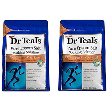 Dr Teal's Pre & Post Workout Bath Soak Gift Set (2 Pack, 3lbs Ea) - 15 Minute Power Soak with Magnes...