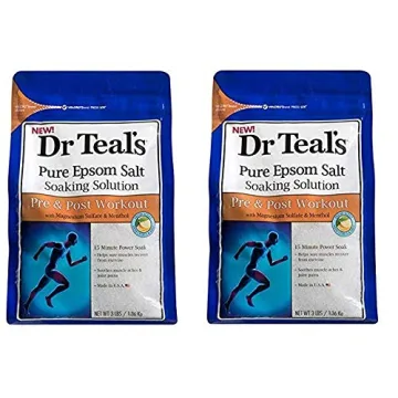 Dr Teal's Pre & Post Workout Bath Soak Gift Set (2 Pack, 3lbs Ea) - 15 Minute Power Soak with Magnes...