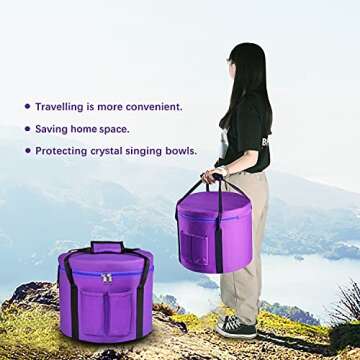 CVNC Set Of 7 PCS 440HZ 6-12 Inch Colored Frosted Chakra Quartz Crystal Singing Bowls Sound Healing Instrument with 2 PCS Travel Carry Case Bag for Meditation