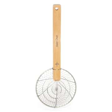 Helen’s Asian Kitchen Spider Strainer | 7-Inch Stainless Steel Wire Mesh Ladle with Sustainable Wo...