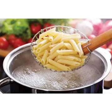 Helen’s Asian Kitchen Spider Strainer | 7-Inch Stainless Steel Wire Mesh Ladle with Sustainable Wood Handle for Large Batch Cooking and Frying