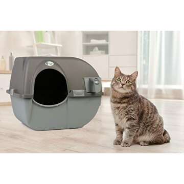 Omega Paw NRA15 Self Cleaning Litter Box Regular Size,Grey
