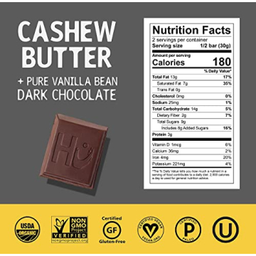 Hu Chocolate Organic Bars 4 Pack Cashew Vanilla Flavor