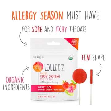 Lolleez Organic Lollipops Variety Pack for Sore Throat Relief - Strawberry, Watermelon & Orange Mango, 30 Total