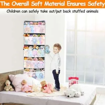 Soft Corner Shelf- Corner Toy Storage Organizer- Wall Mount Storage- Child-Friendly Handing Organizer for Kid's Toys, Stuffed Animals, Sundries, Diapers, for Kids Bedroom 5 Large Mesh Pockets