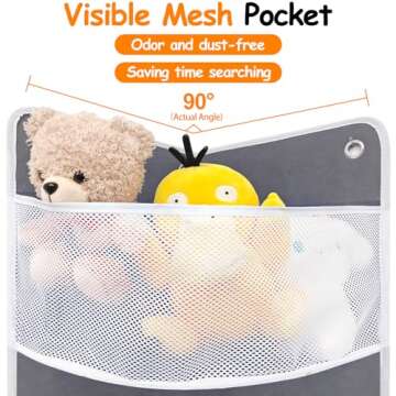 Soft Corner Shelf- Corner Toy Storage Organizer- Wall Mount Storage- Child-Friendly Handing Organizer for Kid's Toys, Stuffed Animals, Sundries, Diapers, for Kids Bedroom 5 Large Mesh Pockets