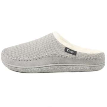 Zizor Women's Moselle Fuzzy Moccasin House Slippers Memory Foam Indoor (Heather Grey, Size 11-12)